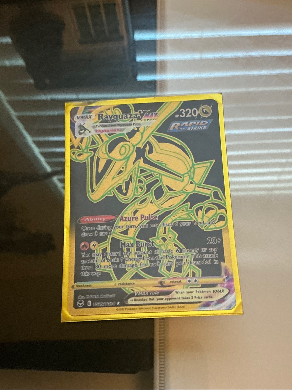 Rayquaza VMAX Pokémon Holographic Card - Green & Gold